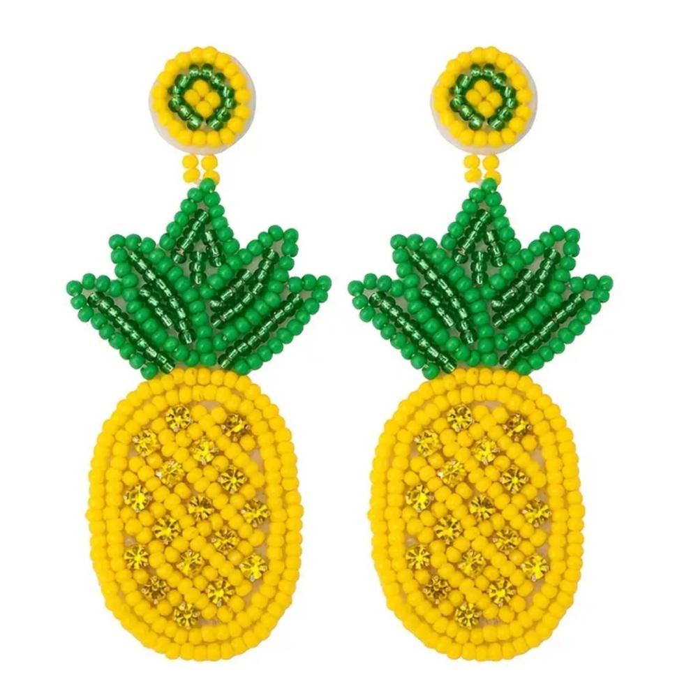 Golden Pineapple Beaded Earrings